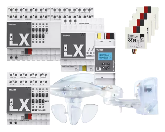 Theben - 4800570 - LUXORliving D1 - Single dimming unit for Smart Home System LUXORliving - Optimised dimming output for dimmable energy saving lamps. LED, incandescent and halogen lamps and dimmable