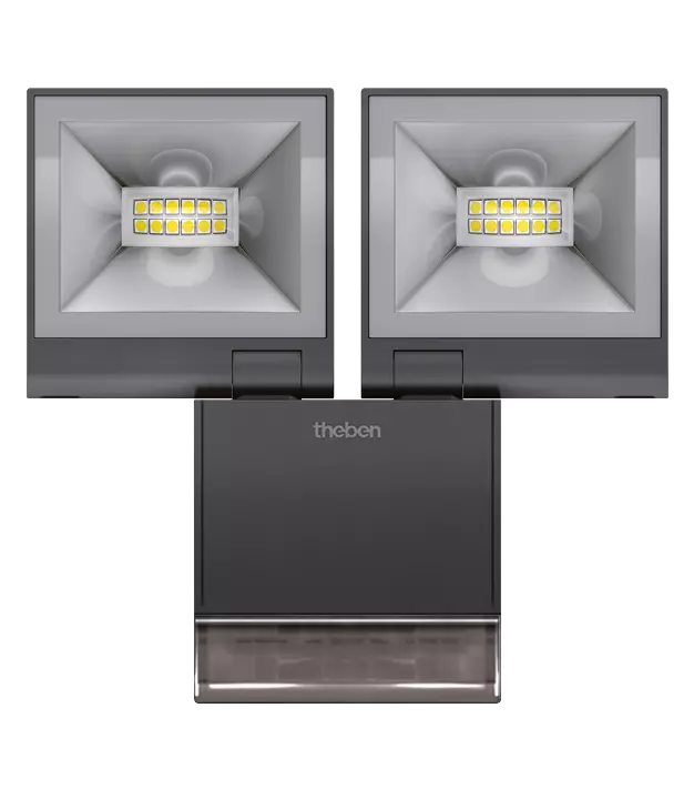 LED spotlight with motion detector for wall mounting, 20 watts, black