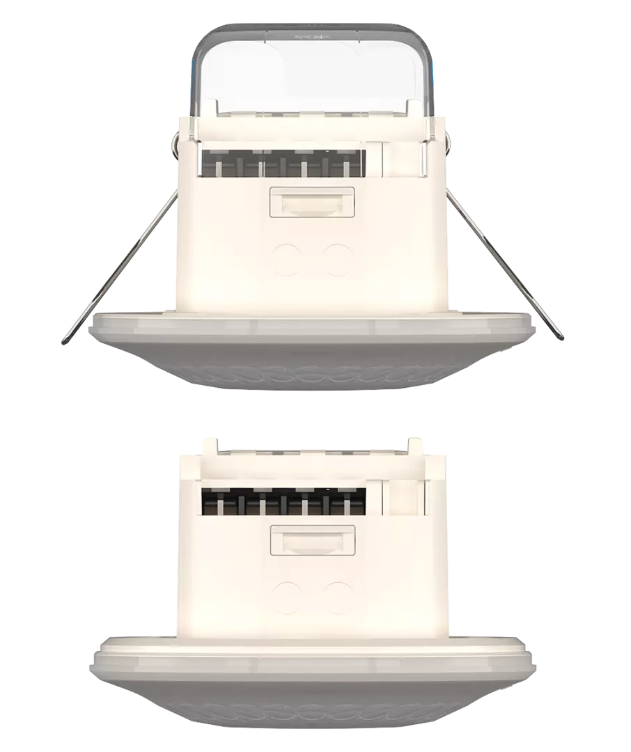 Presence detector for ceiling mounting, flush/surface-mounted, detection range 12 m, 1 x light