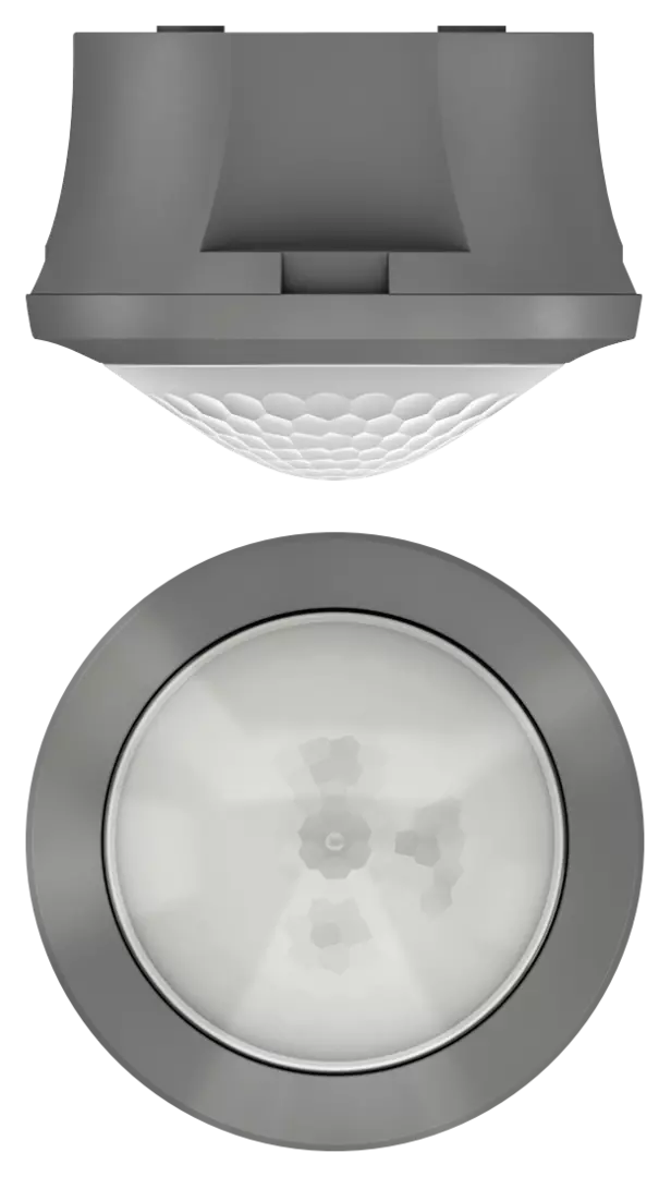 Motion detector for ceiling mounting, control for lighting and HVAC