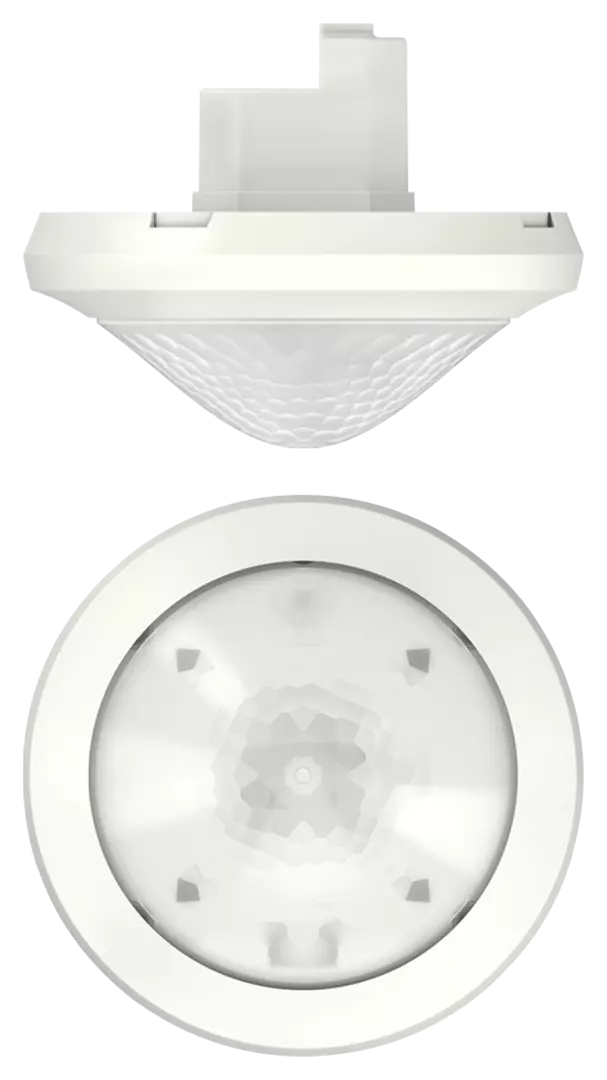 Motion detector for ceiling mounting, control for lighting