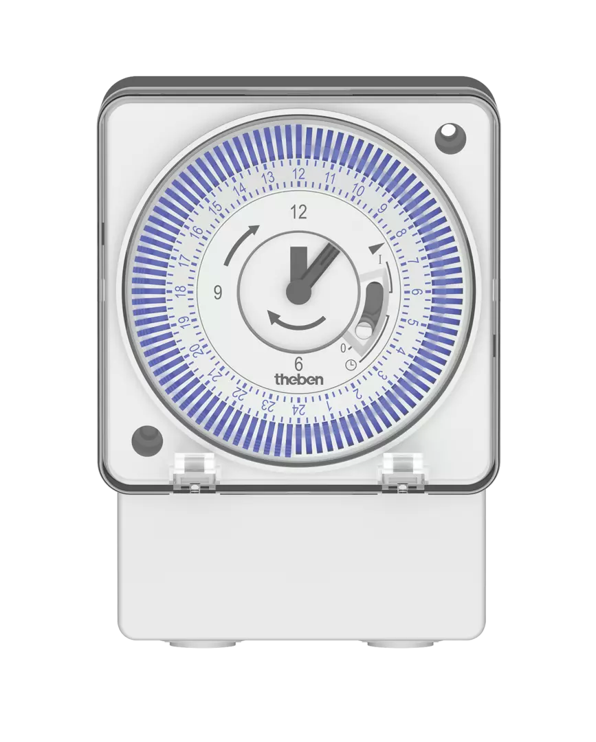 Analog time switch with daily program, wall mounting/plug-in base, front frame 72x72 mm