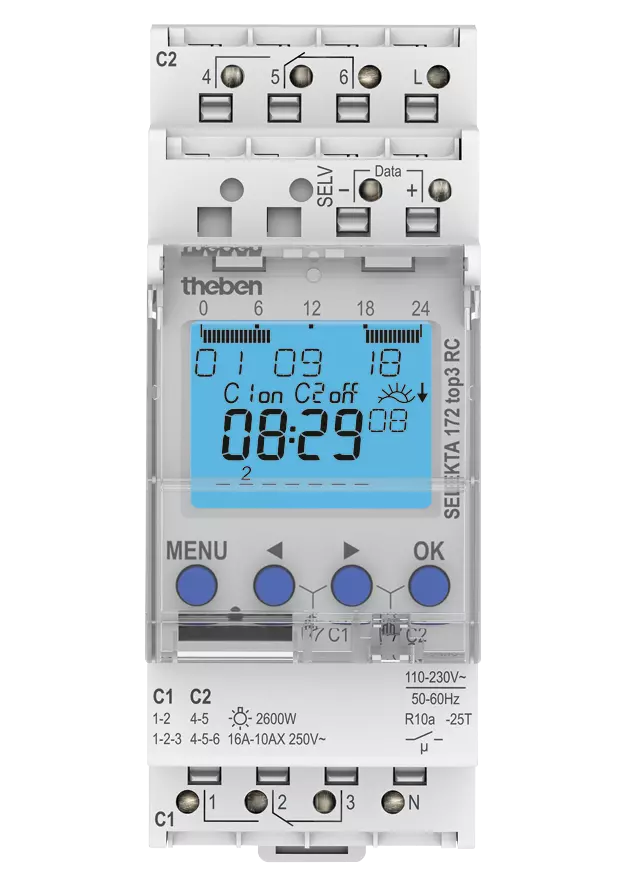 Digital timer, astro and weekly program, 2 channels, app programming possible, DCF or GPS