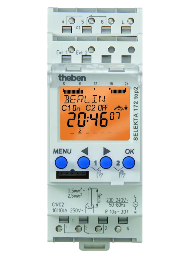Series installation 2-channel timer, astronomical, 24V, 2 TE