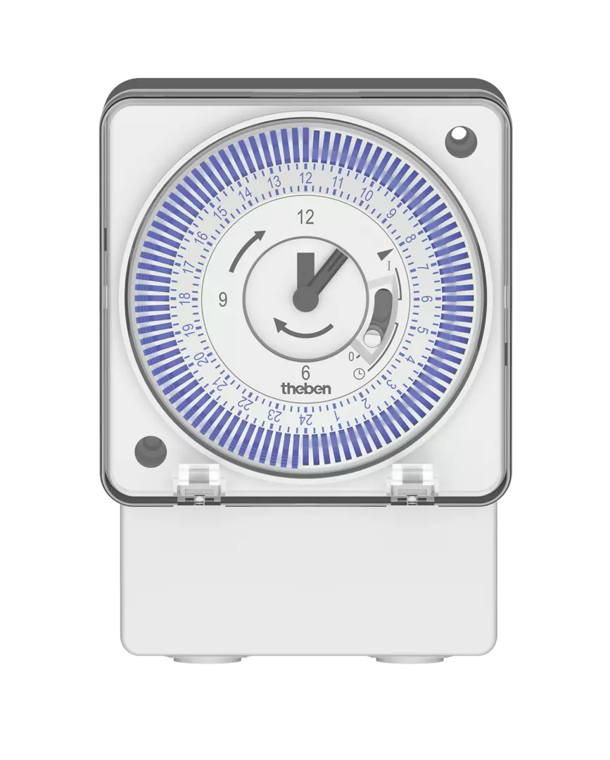 Analog timer with daily program, 3-day power reserve, wall mounting/plug-in base, front frame 72x72 mm