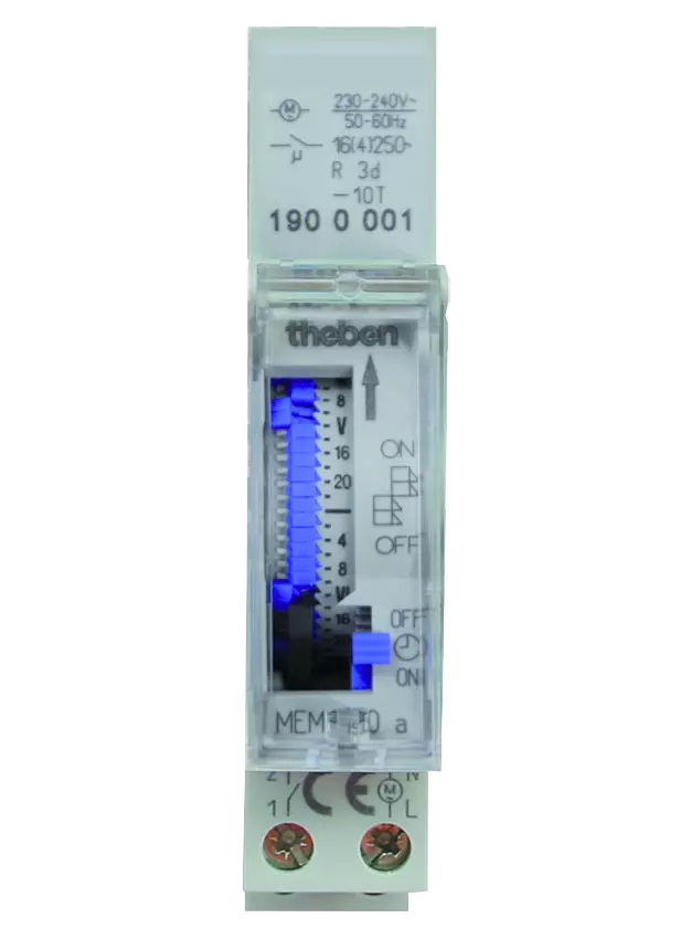 Series-mounted time switch 7 days, segments, power reserve, 1 TE