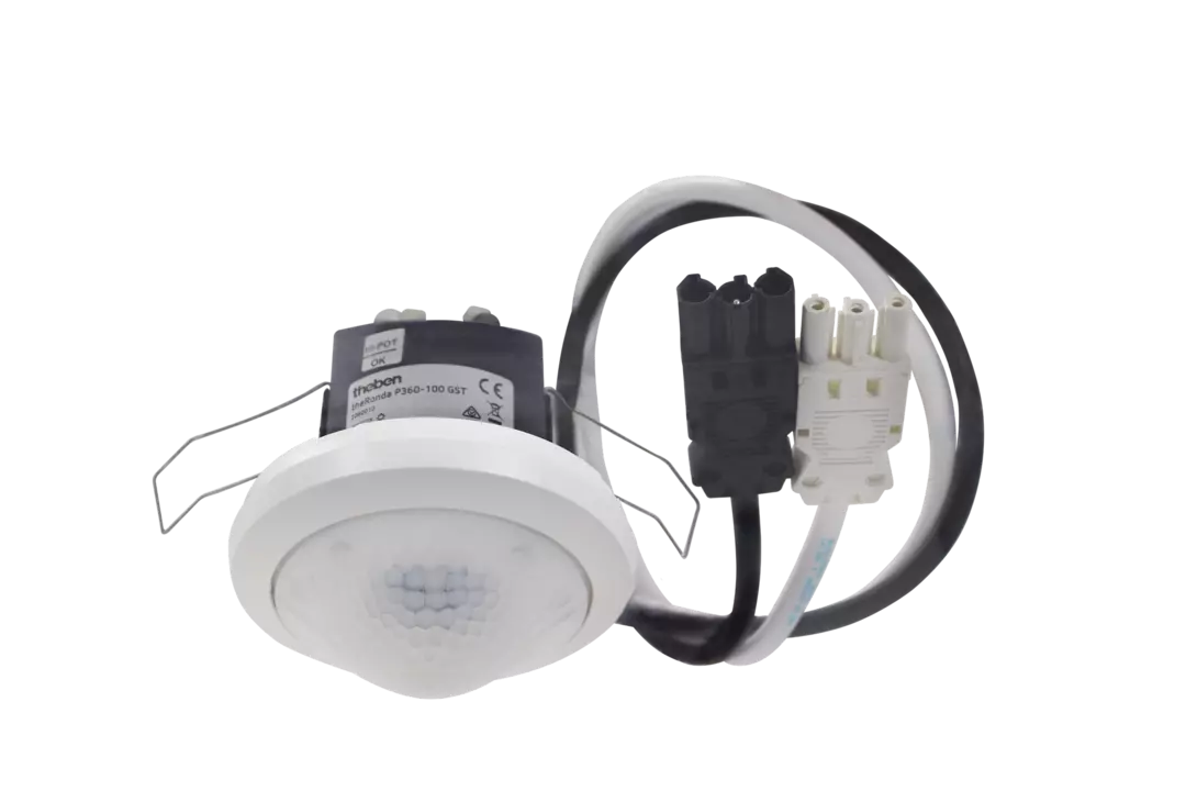 Presence detector (PIR), with cable and Wieland GST18 plugs, detection range 24 m, 1 x light