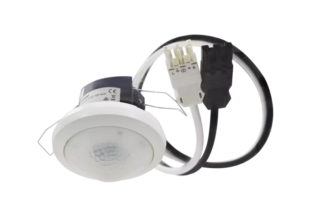 Presence detector (PIR), with cable and WAGO WINSTA plugs, detection range 24 m, 1 x light