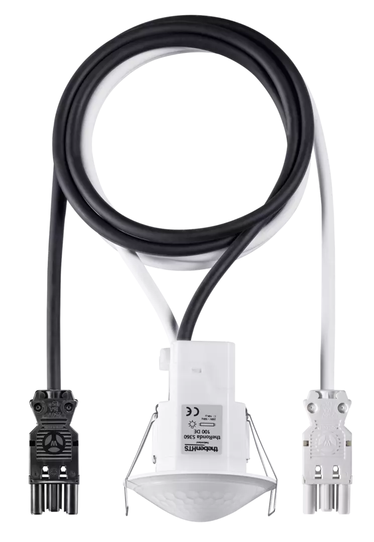 Presence detector (PIR), with cable and Wieland GST18 plugs, detection range 8 m, 1 x light