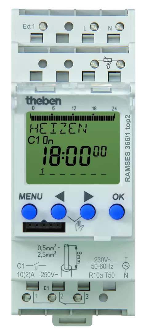Series-mounted zone control (1 zone/room), weekly program