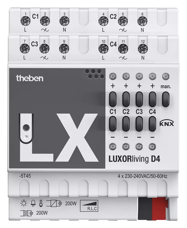 Universal dimming actuator LUXORliving 4-way
