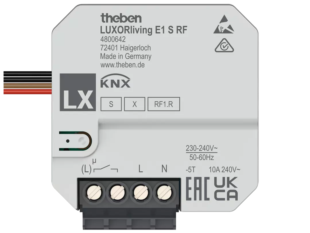 LUXORliving 1-gang wireless actuator, flush-mounted, for electric heating systems