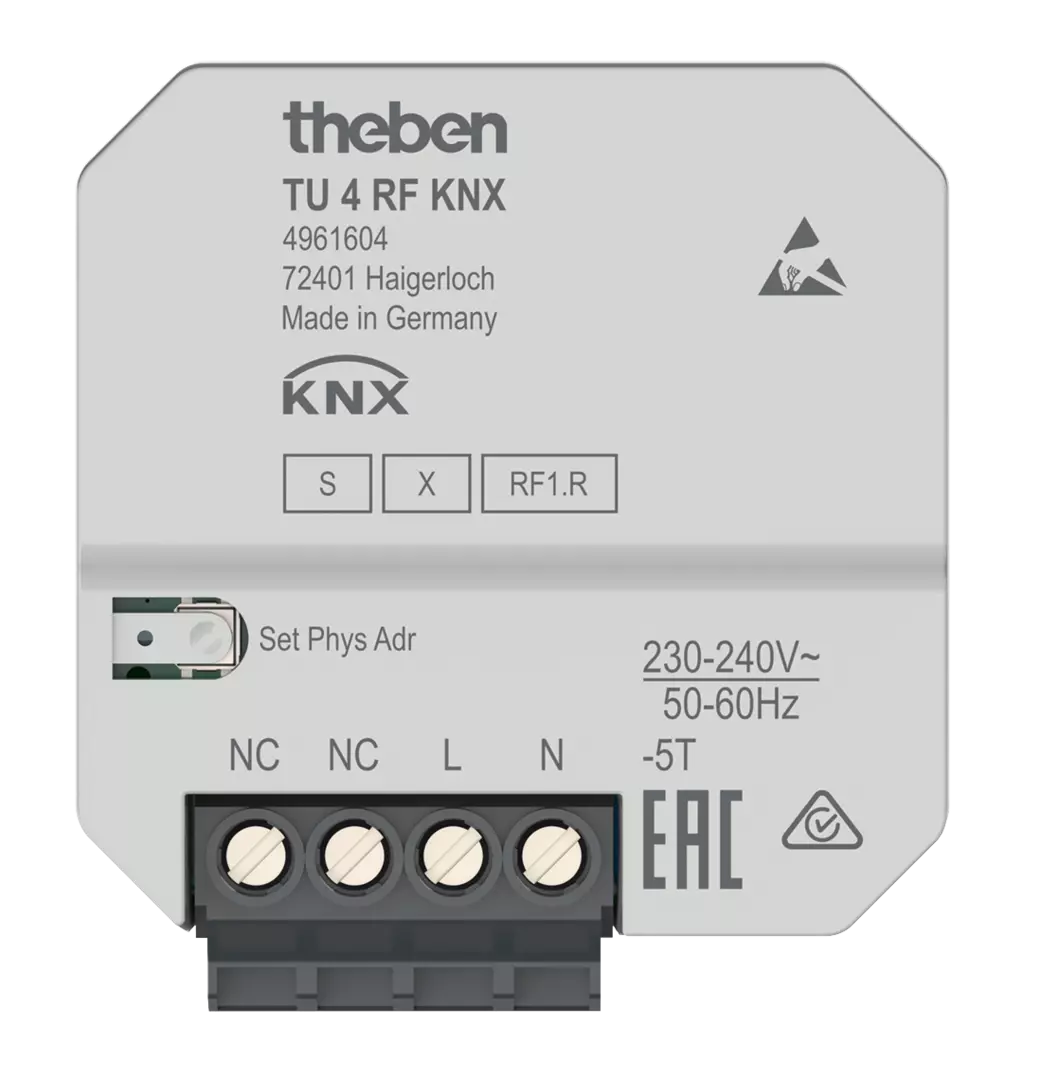 KNX 4-way wireless push button interface flush-mounted, KNX Data Secure