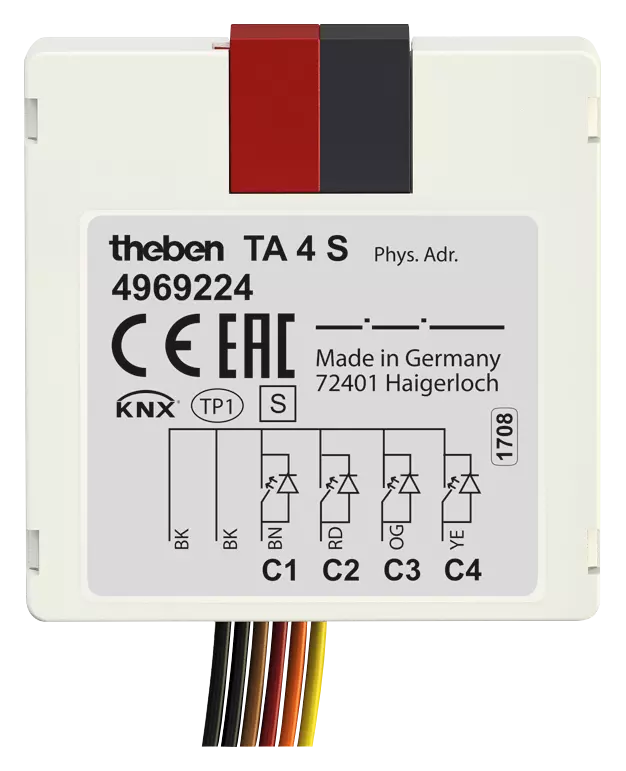 KNX push button interface, 4-way binary input