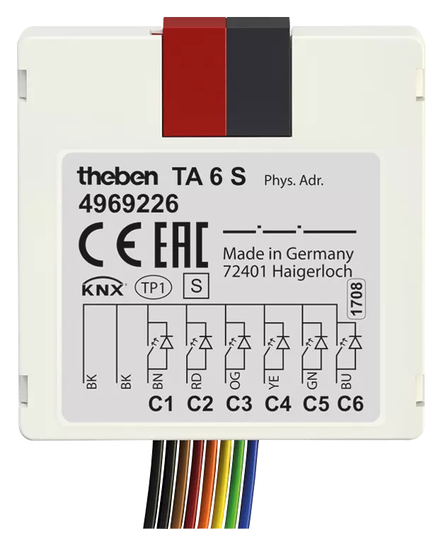 KNX push button interface, 6-way binary input