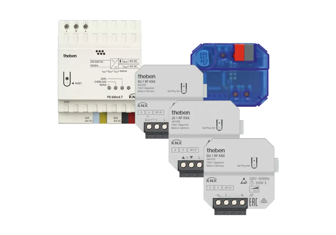 KNX Set 4 KNX-RF, dimming, switching, and blinds