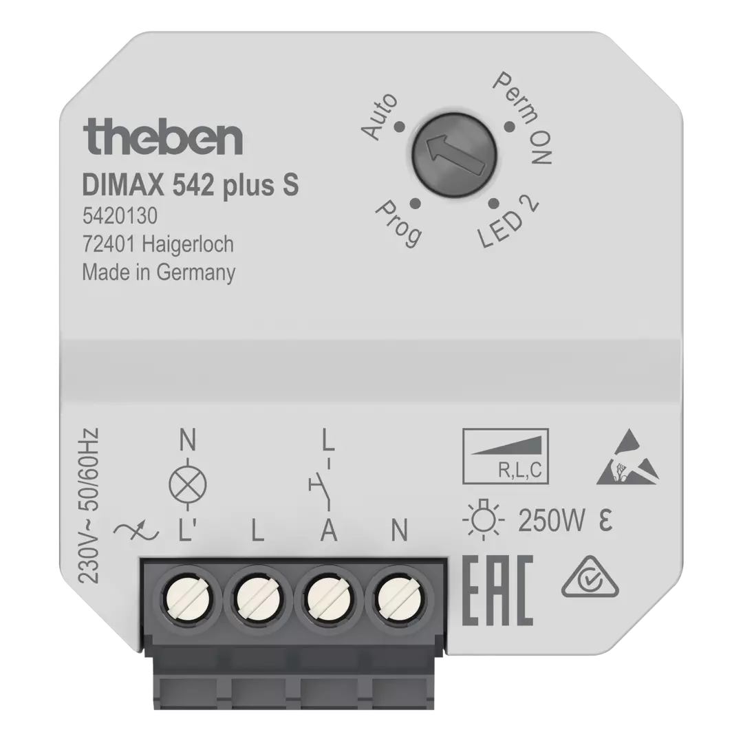 Flush-mounted universal dimmer for ESL and 230V LED lamps