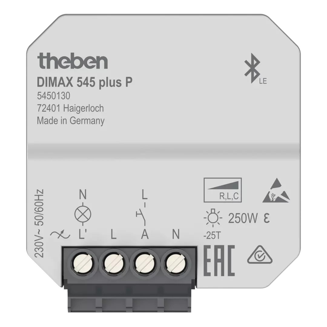 Flush-mounted universal dimmer, app control, time functions