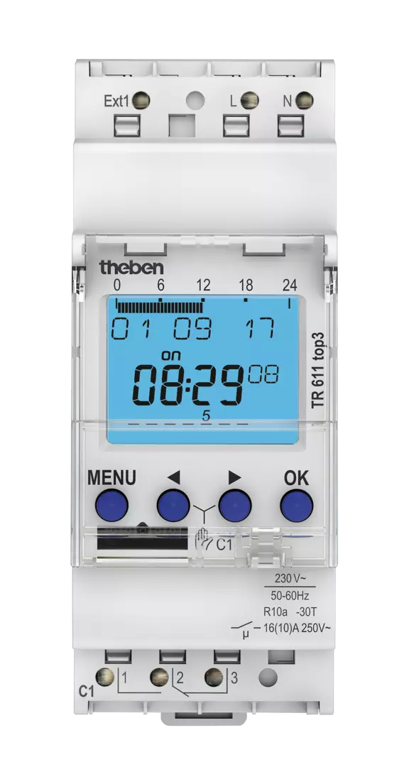 Digital timer, weekly program, 1 channel, app programming possible