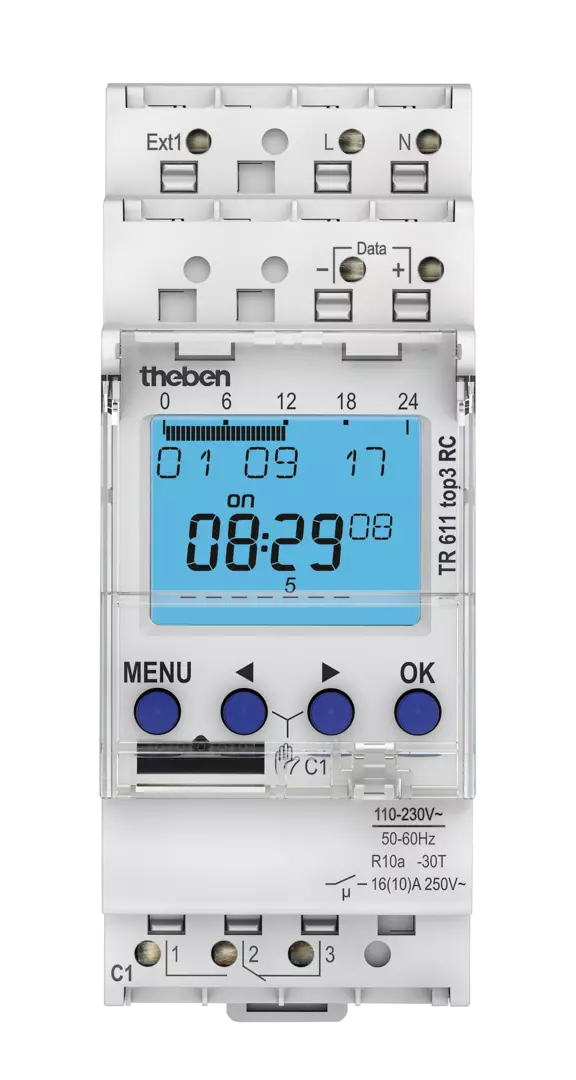 Digital timer, weekly program, 1 channel, app programming possible, DCF or GPS