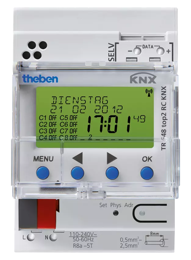 KNX annual timer with astro program, RC capable, 8 channels