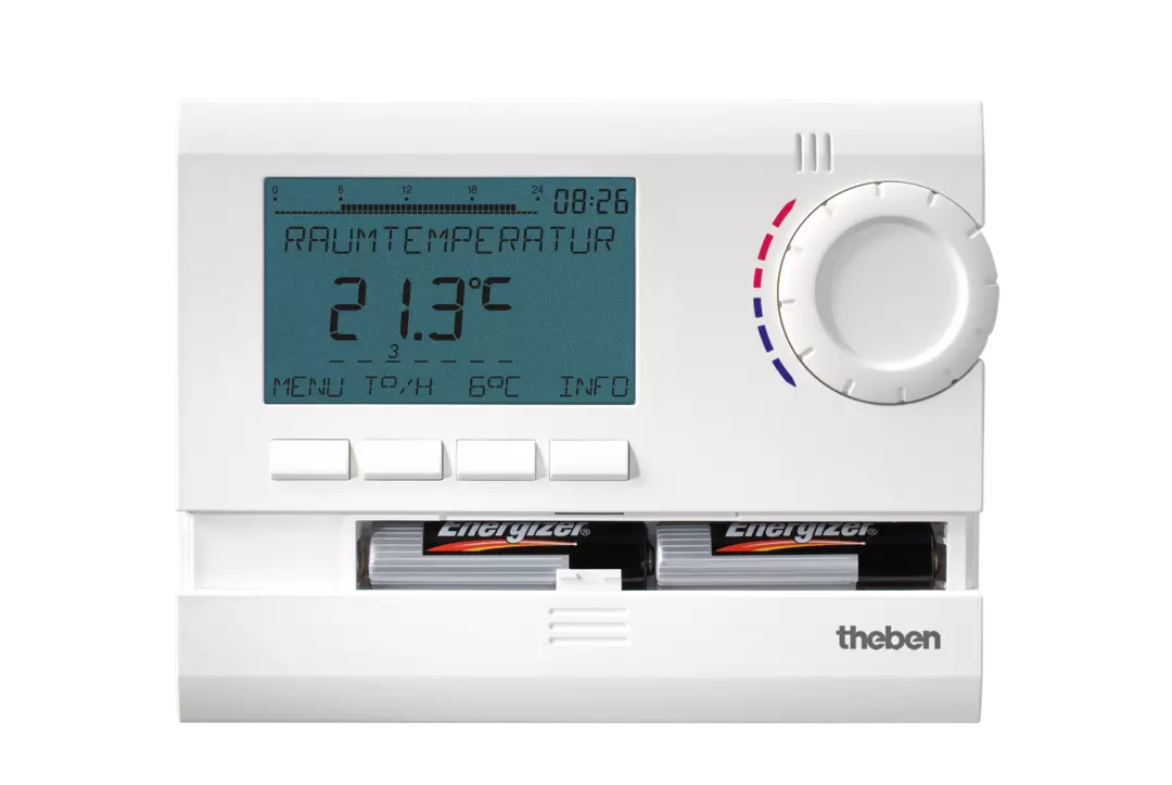 Digital clock thermostat, 7 days, text line, 2-wire connection
