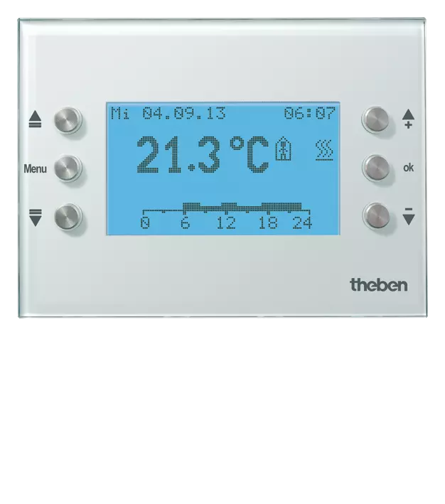 KNX display with multifunction, single room control, and timer
