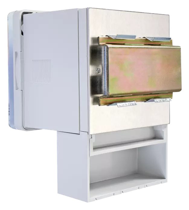 Quick fastening for DIN rail for 72x72 devices