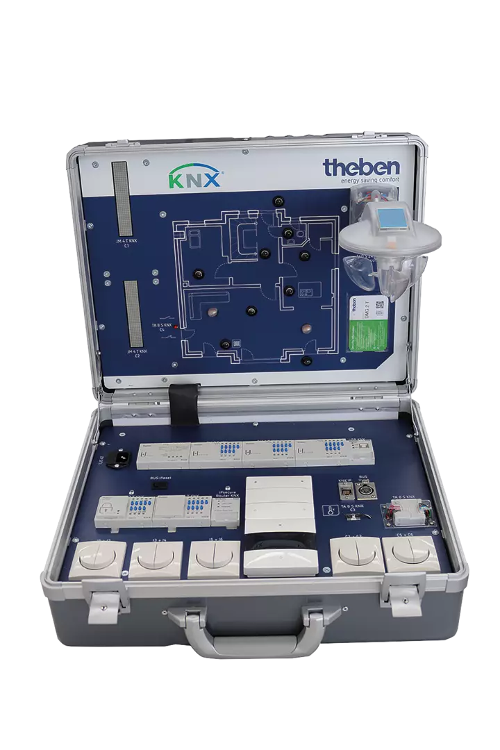 KNX training case with various KNX devices